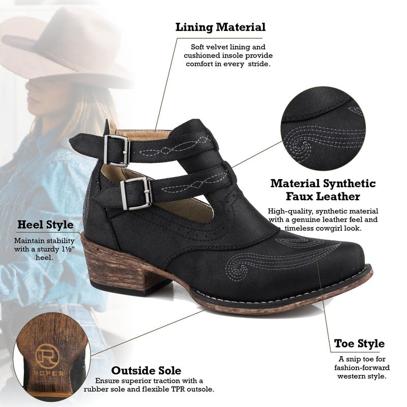 Roper Womens Willa Boot, Black, 7 - Image 2